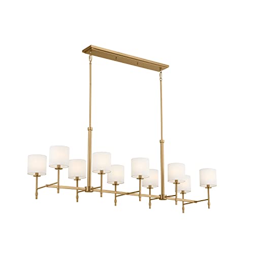 Kichler Ali 10-Light Linear Chandelier, Brushed Natural Brass