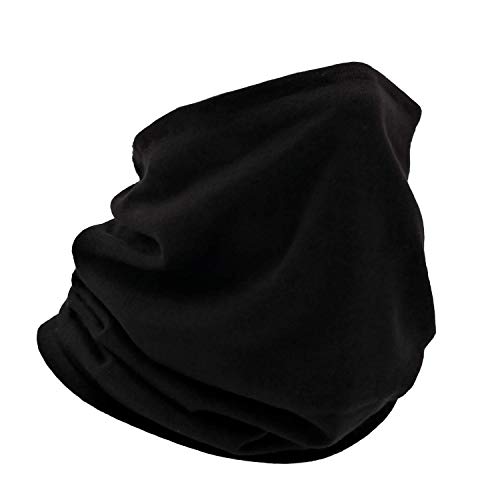 Adjustable Cotton Face Cover Neck Gaiter Scarf Mask Bandana Soft Breath Freely Reusable (Men's Black)