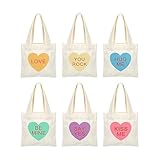 Genérico Bolso Pequeño De Tote,6 Piezas De Mano Pequeña De San Valentín Con Corazones Con Frases - s De Con Corazones De San Valentín - para Chicas Novia Esposa Escuela Compras Viaje Playa Fiesta