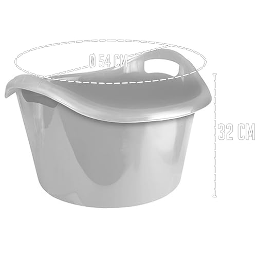 Acan Tradineur - Cubo, Barreño, Tina Multiusos - Fabricado en Plástico - Producto y Utensilio de Limpieza - Forma Redonda - Capacidad de 38 litros - Ø 54 x 32 cm - Color Gris - imagen 2