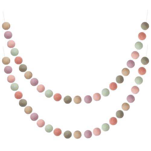 Boao 2 Pieces Wool Felt Ball Garland Colorful Pom...