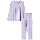 Latuza Women's Long Sleeves Pleated Front Tops Pajamas Pants with Pockets