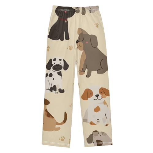 Puppy Dogs Paw Print Boys Long Pants Soft Trousers Elastic Waist Kids Lounge Bottoms with Pockets S-XL