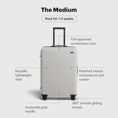 Image of Away Medium Checked Luggage, Lightweight Hard Shell Suitcase with Spinner Wheels, Durable Rolling Luggage, TSA Lock, 26 Inch, Cloud Gray