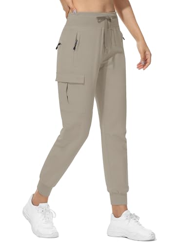 RlaGed Women’s Cargo Hiking Pants Lightweight Joggers Quick Dry Water Resistant Outdoor Fishing UPF 50 Zipper Pockets