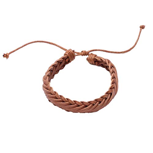 LEXPON Retro Bracelet Braided Bracelet Bangle for Men, Light Brown