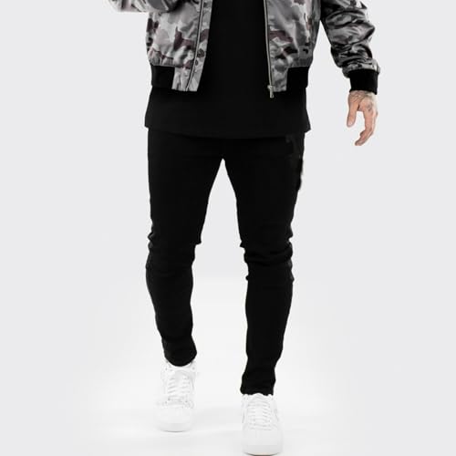 Jeans Pants Trousers Denim Street Trendy Black Stretch Tight High Waist Casual Commuter Small Foot for Men3