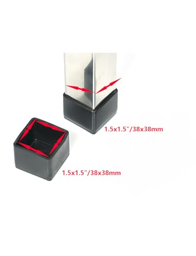 Autuwintor Rubber Leg Tip 1 1/2,Chair Leg Caps Square,Caps for Bottom of Chair Legs,1.5x1.5/38x38mm(Lxw),4 Pcs — view 3