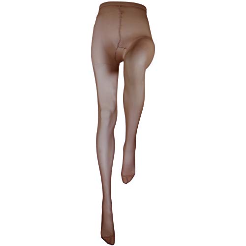 Image of Truform Sheer Compression Pantyhose, 15-20 mmHg, Women's Shaping Tights, 20 Denier, Taupe, Queen (Pack of 2)