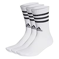 adidas Performance 3-Stripes Cushioned Sportswear Crew Socks 3 Pair Pack, White/Black, Medium