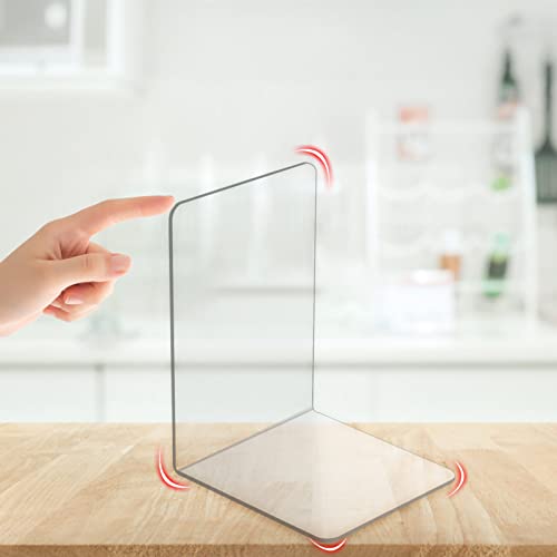 Image of Acrylic Book Ends 8 Pcs, Clear Bookends, Bookend Organizer for Shelves