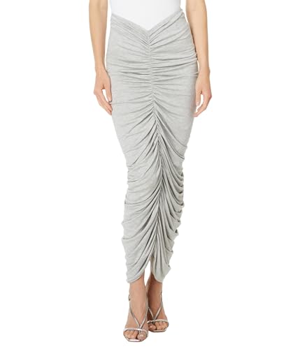 Norma Kamali Womens Shirred Long Skirt Light Grey Large at Amazon
