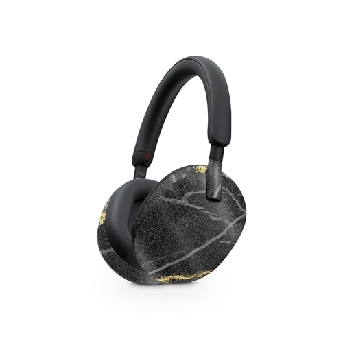 Image of MightySkins Glossy Glitter Skin Compatible with Sony WH-1000XM5 Headphones - Black Marble Glitter | Protective, Durable High-Gloss Glitter Finish | Easy to Apply