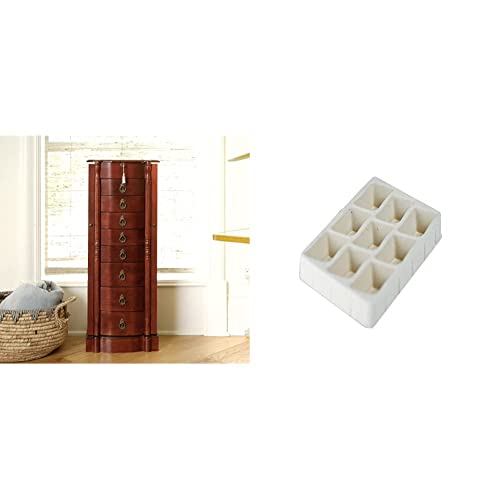 Hives And Honey 6008-608 Jewelry Armoire, Cherry & Earring Tray Inserts (4 Pack) Jewelry Storage, Sand (9006-905) #TOP11