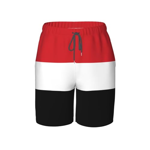 Yemeni Flag Youth Beach Pants, Soft and Breathable, with Drawstring Waist, Suitable for Sports and Leisure.