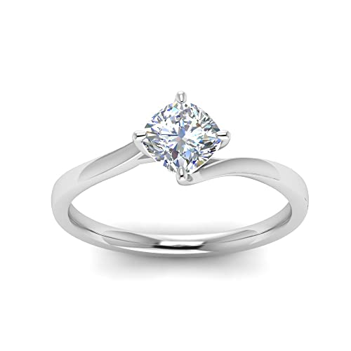 Bague diamant tourbillon en argent sterling et pierre coussin haute joaillerie