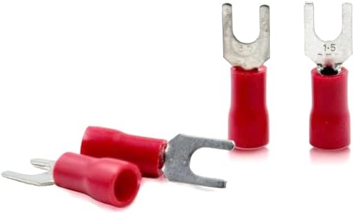 Insulated Fork Spade U-Type Terminals Spade Quick Splice Crimp wire Connectors Cable entry 1.5 sqmm; Fork size 3.5 mm (Pack of 100)