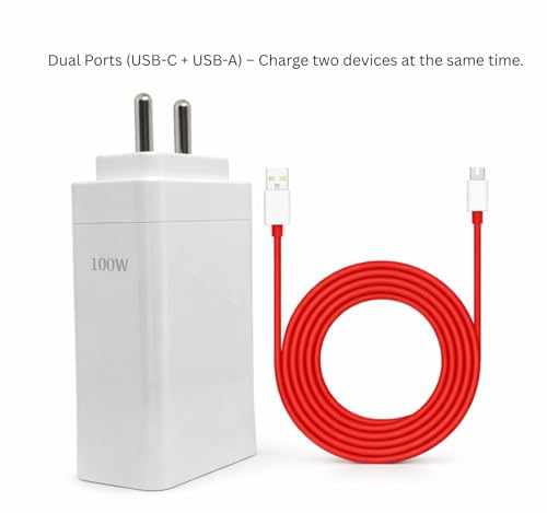 Image of Original 100W Type-C Charger for OnePlus 12, 12R and 11 with Ultra Fast Charging Technology and Smart Power Delivery
