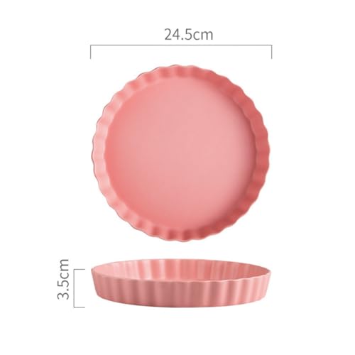 Plato redondo de cerámica rosa de 10 pulgadas miniatura 2