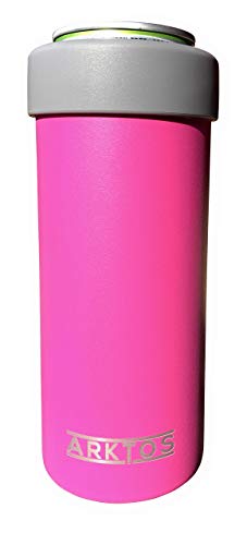 Slim Can Cooler 12oz Stainless Steel Double Walled Insulated (Pink)