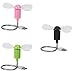 DECVO Mini Mobile USB Powered Cooling Fan Flexible Goose Neck Air Blower for Desktop PC Computer Laptop Notebook Tablet 3 Pack (Pink/Green/Black)