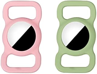 FuninCrea 2 Pack AirTag Holder for Dogs, Silicone Cat Dog Collar Holder for Air tags, Anti-Lost Portable AirTag Case Cover Work Bag and Pet Collar (pink+green)