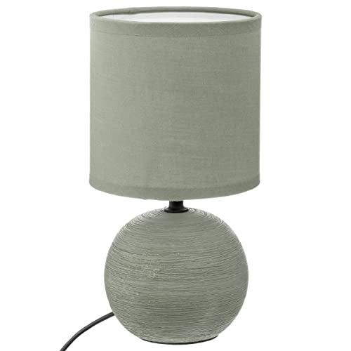 Atmosphera - Lampe boule Timéo - grès - vert kaki H25 cm