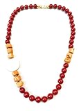  Collana pietre dure bamboo e conchiglia rossa in argento sterling placcato oro giallo