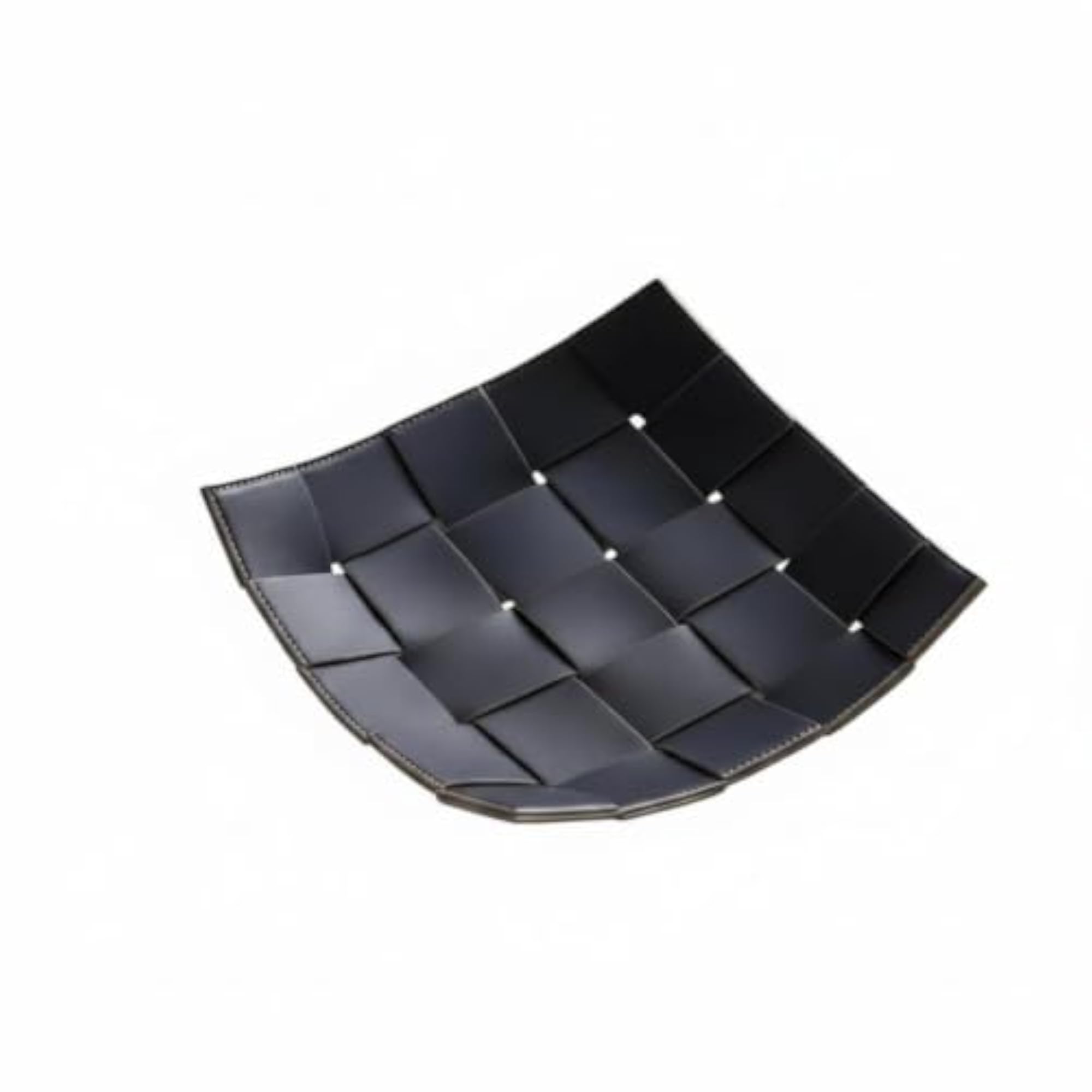 Decorative Leather Tray with Interwoven Design