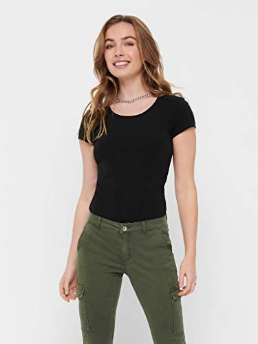 ONLY Damen Onllive Love S/S O-Neck Top JRS Blouse, Schwarz, XL EU – Ansicht 3