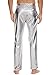 Mens Metallic Shiny Disco Pants, Wet Look Party Dance Straight Leg Trousers, 70s/80s Festival Rave Cosplay Leather Pants (Silver, XL)