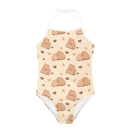 Image of ELEQIN Cartoon Animal Cute Girls One Piece Swimsuit Adjustable Swimwear for 3Y-10Y