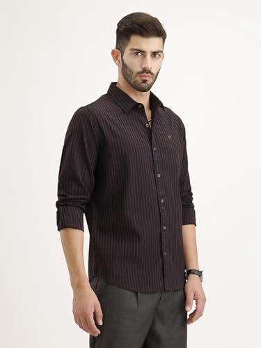 Image of WROGN Men's Tencel Blend Shirt | Striped | Slim Fit