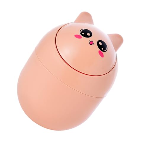 Garneck Cestino Piccolo per Desktop con Coperchio Ribalta Contenitore Decorativo per Ufficio e Casa Porta Spazzatura da Tavolo Arancione Facile da Usare e Organizzare