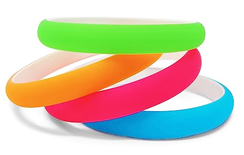 NEON NATION 4 Pack Thin 1/2 Inch Fluorescent Bright Neon Colored Matt Finish 80s Style Bangle Bracelets