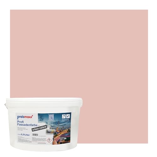 Preismaxx Profi Fassadenfarbe urban colors, bunte Außenfarbe, rot, rosenquarz, rose quartz 2,5L, matte, wasserabweisende Aussen-Dispersion, hohe Wasserdampfdurchlässigkeit Preismaxx Profi Fassadenfarbe urban colors, bunte Außenfarbe, rot, rosenquarz, rose quartz 2,5L, matte, wasserabweisende Aussen-Dispersion, hohe Wasserdampfdurchlässigkeit