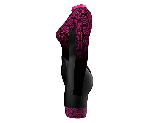 Sparx – Conjunto de ciclismo feminino premium acolchoado para ciclismo, Pentágonos rosa, 3G