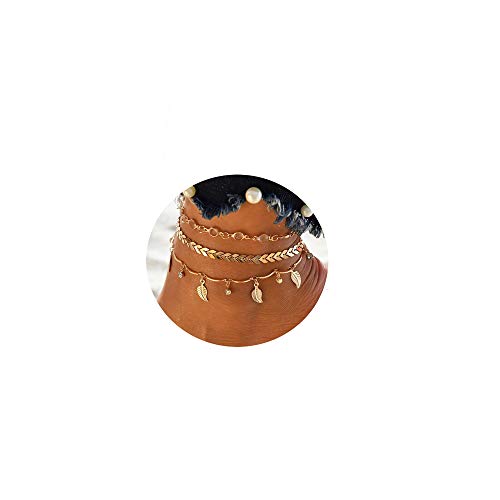 Viujuh Multilayers Charm Anklet For Women Girls Bohemian Beach Ankle Chain Bracelet Foot Jewelry (Gold Leaf) #TOP10