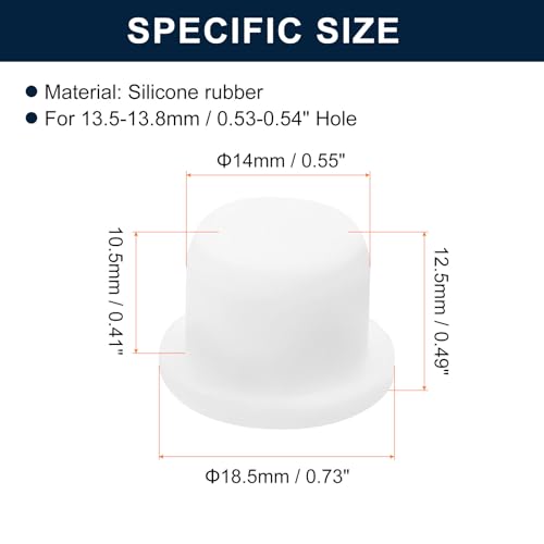 Image of uxcell 32 Pieces White Rubber Stopper, 14mm Plug Holes for 13.5-13.8mm /0.53-0.54 inch Hole