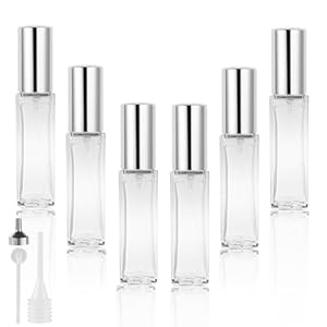 LOPHE Perfume Atomiser Refillable - Mini Refill Bottles, Clear Glass Spray Bottles, Portable Atomiser With Fine Mist for Daily Business Trips, 10 ml 6 Pcs Transparent