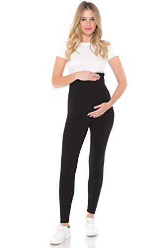 Leggings Depot MT10SOLID-BLACK-XL Women'S Maternity Leggings Over The Belly Pregnancy Casual Yoga Tights thumb #4