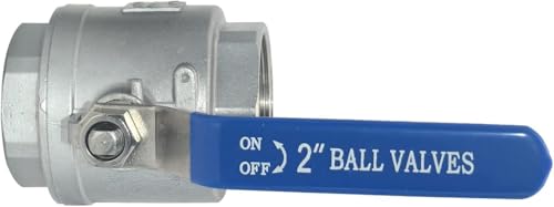 316 Stainless Steel 2" Full Port Ball Valve with Blue Vinyl Handle, NPT Female x Female Thread,1000 WOG(US Stock)
