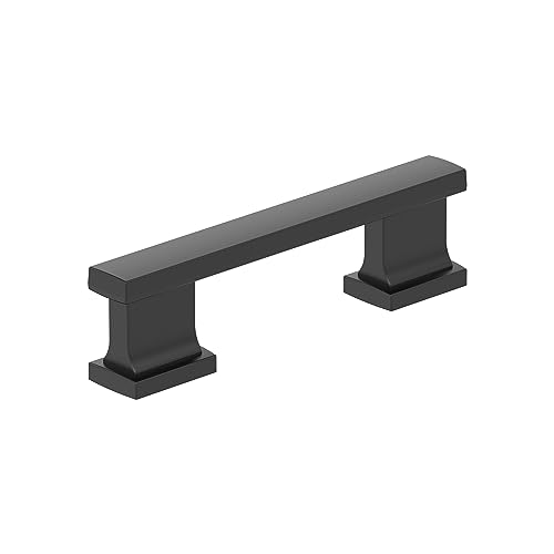 Image of Amerock 10 Pack 3 inch Triomphe Matte Black Drawer Pull | 3 inch (76mm) Center-to-Center Mounting Distance and 4 inches Overall Length, Durable Zinc Cabinet Hardware