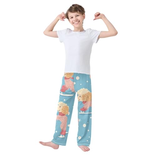 ZZXXB Poodle Skiing Boys Long Pants Soft Trousers Elastic Waist Kids Lounge Bottoms with Pockets S-XL2
