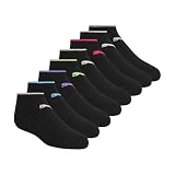 PUMA 8 Pack Girls' Low Cut Socks, Black/Bright, 7-8.5