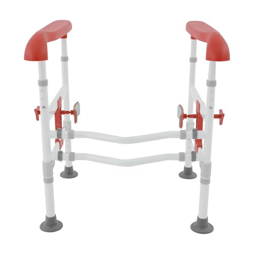 GUIAFUHYE 19.69 in Toilet Safety Rails for Seniors,Toilet Arms for Elderly Toilet Seat with Non-Slip Handles Adjustable Height & Width Toilet Safety Frame (Orange)