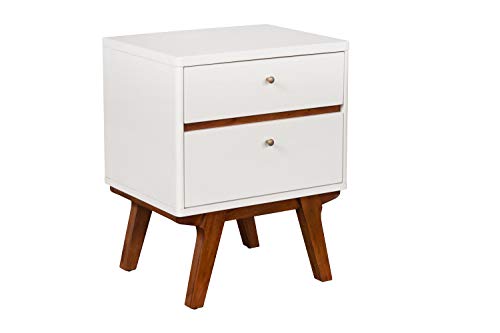 Image of Alpine Furniture Dakota Nightstand, 21 inch W x 16 inch D x 26 inch H, White with Acorn Accents