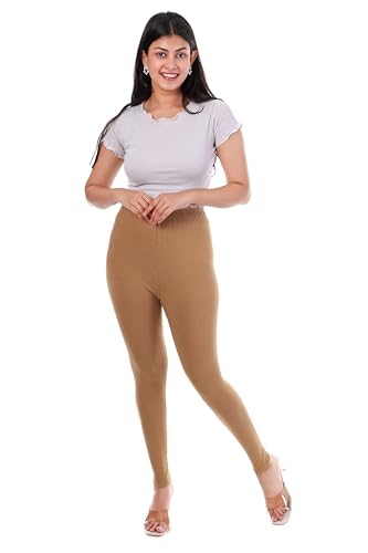 Image of TPF Women Solid Cotton Lycra Stretchable Leggings | Comfortable Ankle-Length Slim Fit Leggings for Women & Girls | Soft, Breathable Wear Bottoms