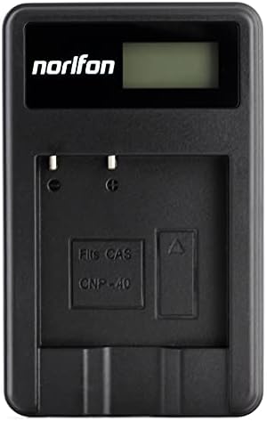 NP-40 LCD USB Charger for Casio Exilim EX-FC100, EX-FC150, EX-Z400, Exilim Zoom EX-Z100, EX-Z1000, EX-Z1050, EX-Z1080, EX-Z1200, EX-Z200, EX-Z300, EX-Z40, EX-Z450, EX-Z50, EX-Z55 Camera and More