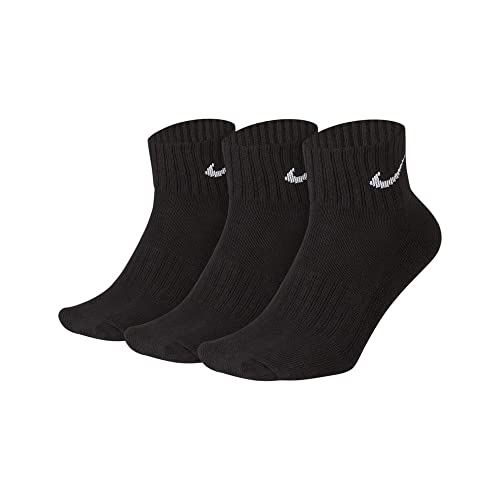 Nike Men's 3 Pack Value Quarter Socks (Black/White, M)